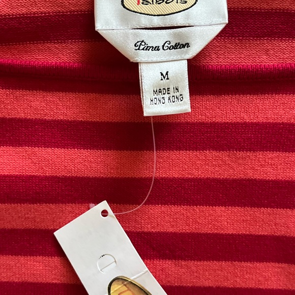 New Talbots Women’s Size Medium Striped Pima Cotton 3/4 Sleeve Sweater - Picture 12 of 13